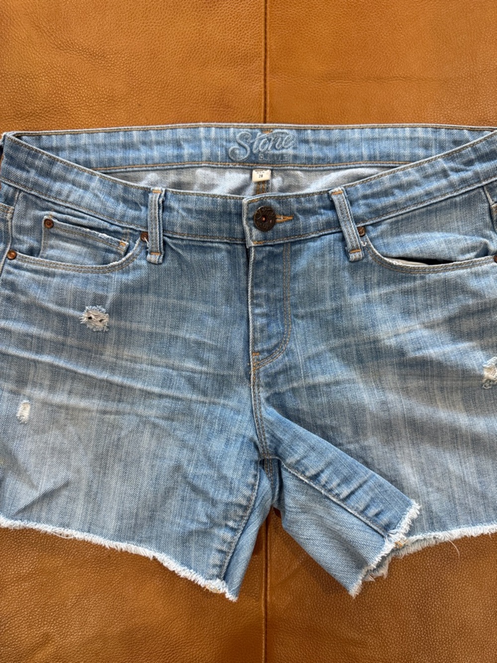 Stone Light Blue size 28 Distressed Denim Shorts raw hem